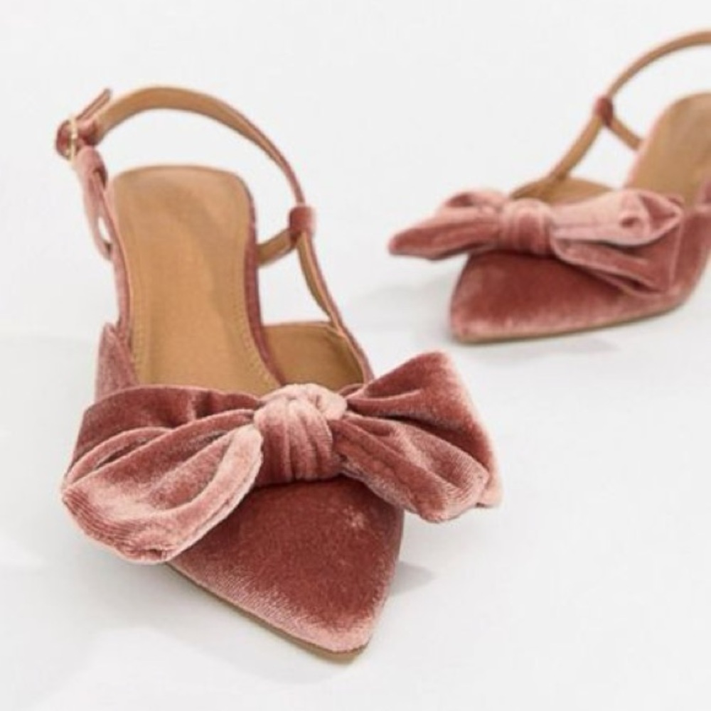ASOS Velvet Bow Slingback Heels, FITS LIKE SZ 8